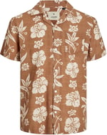 JACK & JONES Comfort Fit Kısa Kollu Resort Yaka Çiçek Desenli Gömlek, JPRBLUFLORES