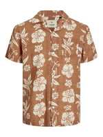 JACK & JONES Comfort Fit Kısa Kollu Resort Yaka Çiçek Desenli Gömlek, JPRBLUFLORES