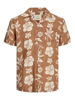 JACK & JONES Comfort Fit Kısa Kollu Resort Yaka Çiçek Desenli Gömlek, JPRBLUFLORES