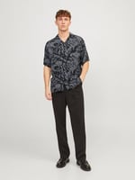 JACK & JONES Erkek Jjguru Monochrome AOP Resort Shirt Ss Gömlek
