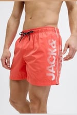 Jack & Jones Erkek Logo Baskili Deniz Sortu - Maui Hot Coral, 12275129