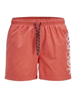 Jack & Jones Erkek Logo Baskili Deniz Sortu - Maui Hot Coral, 12275129
