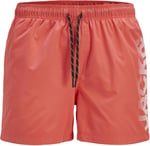 Jack & Jones Erkek Logo Baskili Deniz Sortu - Maui Hot Coral, 12275129