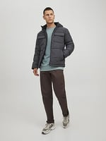 Jack Jones Jjbrady Puffer Sn Erkek Günlük Mont 12212233-DARK-GREY-MELANGE Gri