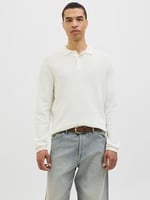JACK & JONES JJEGEORGE KNIT POLO LS SN Erkek Triko/Kazak Cloud Dancer XL