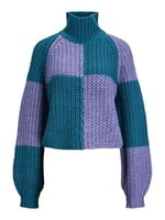 JACK & JONES JJXX JXKELVY CHUNKY CHECK HIGH NECK KNIT Triko Kadın