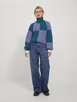 JACK & JONES JJXX JXKELVY CHUNKY CHECK HIGH NECK KNIT Triko Kadın