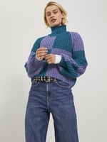 JACK & JONES JJXX JXKELVY CHUNKY CHECK HIGH NECK KNIT Triko Kadın