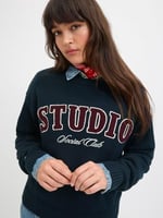 JACK & JONES JXBROOK CREW NECK KNIT Kadın Triko/Kazak Maritime Blue Detail:/Studio L
