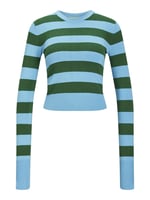 Jack & Jones Kadın Hakim Yaka Triko Uzun Kollu Jjxx Jxvalentina Soft Stripe Crop Knit Sn