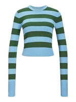 Jack & Jones Kadın Hakim Yaka Triko Uzun Kollu Jjxx Jxvalentina Soft Stripe Crop Knit Sn