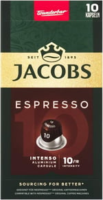 JACOBS - Espresso 10 Intenso - Yüksek Yoğunluk - Güçlü ve Yoğun - Espresso Kapsülleri - 10 alüminyum kapsül