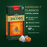 JACOBS - Espresso 7 Classico - Orta Yoğunluk - Dengeli ve Meyvemsi - Espresso Kapsülleri - 10 alüminyum kapsül