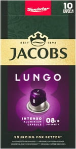 JACOBS - Lungo 8 Intenso - Yüksek Yoğunluk - Keskin ve Yoğun - Espresso Kapsülleri - 10 alüminyum kapsül