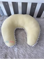 Jaju Baby Sarı Wafle Pike Kumaş Geyik Tasarım Ponponlu Emzirme Yastığı - Destek Minderi
