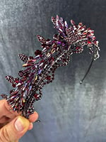 Janjanlı Mor Kristal Boncuklu Marvel Model Kına Ve Gelin Tacı