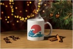 Japon Dalgaları Baskılı Kupa Bardak Hediyelik Çay Kahve Kupası Coffee Mug