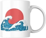 Japon Dalgaları Baskılı Kupa Bardak Hediyelik Çay Kahve Kupası Coffee Mug