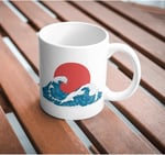 Japon Dalgaları Baskılı Kupa Bardak Hediyelik Çay Kahve Kupası Coffee Mug