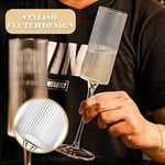 Jayour Nervürlü Şampanya Kadehi | Benzersiz Yivli Tasarım | Uzun Saplı Uzun Şampanya Kadehleri | Süslü ve Modern Trend Tasarım | Büyük ve Uzun Vintage Şampanya Kadehleri - 2'li Set