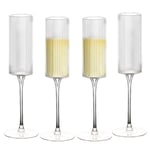Jayour Nervürlü Şampanya Kadehi | Benzersiz Yivli Tasarım | Uzun Saplı Uzun Şampanya Kadehleri | Süslü ve Modern Trend Tasarım | Büyük ve Uzun Vintage Şampanya Kadehleri - 2'li Set
