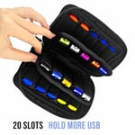JBOS Flash Sürücü Kılıfı 20 Yuvalı USB Saklama Kutusu USB Tutucu Saklama Çantası USB Flash Sürücü için Elektronik Aksesuar Düzenleyici, USB Kutusu, Başparmak Sürücü Caes, Atlama Sürücü Kılıfı