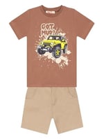 Jeep Mood Erkek Çocuk T-shirt Gabardin Şort Takım