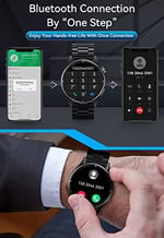 JELLOO Akıllı saat, erkek, telefon fonksiyonlu, fitness saati, erkek kol saati, Android ve iOS 1,32 inç HD yuvarlak dokunmatik ekran, erkek akıllı saat, 70 spor modu, fitness izleyici, tansiyon ölçümü