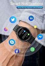 JELLOO Akıllı saat, erkek, telefon fonksiyonlu, fitness saati, erkek kol saati, Android ve iOS 1,32 inç HD yuvarlak dokunmatik ekran, erkek akıllı saat, 70 spor modu, fitness izleyici, tansiyon ölçümü