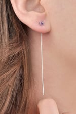 Jelux 925 Ayar Gümüş 4 Mm Zirkon Pembe Tek Taş Zincir Küpe
