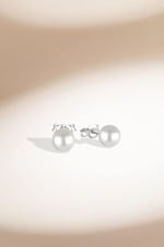 Jelux 925 Ayar Gümüş 6 Mm Inci Çivili Küpe