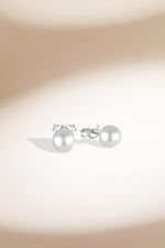 Jelux 925 Ayar Gümüş 6 Mm Inci Çivili Küpe