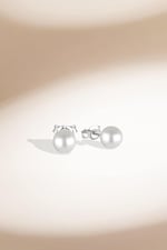 Jelux 925 Ayar Gümüş 6 Mm Inci Çivili Küpe