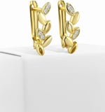 Jelux 925 Ayar Gümüş Zirkon Taşlı Başak Gold Yıldız Küpe