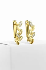 Jelux 925 Ayar Gümüş Zirkon Taşlı Başak Gold Yıldız Küpe