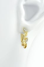 Jelux 925 Ayar Gümüş Zirkon Taşlı Başak Gold Yıldız Küpe