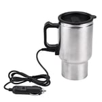 Jenngaoo Seyahat ısıtma kupası, 12 V, 450 ml, 120 W, araç su ısıtıcısı, paslanmaz çelik, seyahat kazanı, taşınabilir, elektrikli ısıtmalı seyahat kupası, kahve, süt ve çay için