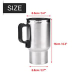 Jenngaoo Seyahat ısıtma kupası, 12 V, 450 ml, 120 W, araç su ısıtıcısı, paslanmaz çelik, seyahat kazanı, taşınabilir, elektrikli ısıtmalı seyahat kupası, kahve, süt ve çay için