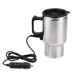 Jenngaoo Seyahat ısıtma kupası, 12 V, 450 ml, 120 W, araç su ısıtıcısı, paslanmaz çelik, seyahat kazanı, taşınabilir, elektrikli ısıtmalı seyahat kupası, kahve, süt ve çay için