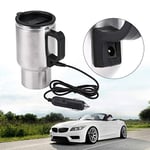 Jenngaoo Seyahat ısıtma kupası, 12 V, 450 ml, 120 W, araç su ısıtıcısı, paslanmaz çelik, seyahat kazanı, taşınabilir, elektrikli ısıtmalı seyahat kupası, kahve, süt ve çay için