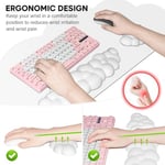 JIKIOU Bulut Klavye Bilek Pedi ve Bulut Fare Bilek Pedi Seti, Ergonomik Bilgisayar Masası Bilek Desteği Fare Altlığı Klavye ve Fare Beyaz