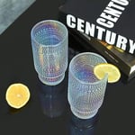 Joeyan Yanardöner İçme Bardakları, Vintage Kabartmalı İstifleme Su Bardakları Romantik, Berrak Hobnail Gökkuşağı Züccaciye Seti, Meyve Suyu İçecekleri için Boncuklu Highball Kahve Çay Kokteyli, 10 oz,