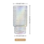 Joeyan Yanardöner İçme Bardakları, Vintage Kabartmalı İstifleme Su Bardakları Romantik, Berrak Hobnail Gökkuşağı Züccaciye Seti, Meyve Suyu İçecekleri için Boncuklu Highball Kahve Çay Kokteyli, 10 oz,