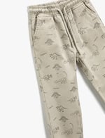 Jogger Pantolon Beli Bağlamalı Cepli Dinozor Desenli