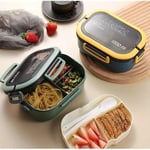 Jouis Beslenme Kutusu 1200 ml 2 Katlı 6 Bölmeli BPA'sız PP Plastik Sefer Tası ve Beslenme Çantası - Lunch Box, ÇATAL KAŞIK ve BIÇAK Dahil Okul Beslenme (Yeşil)
