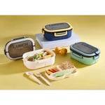 Jouis Beslenme Kutusu 1200 ml 2 Katlı 6 Bölmeli BPA'sız PP Plastik Sefer Tası ve Beslenme Çantası - Lunch Box, ÇATAL KAŞIK ve BIÇAK Dahil Okul Beslenme (Yeşil)