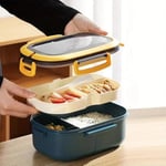 Jouis Beslenme Kutusu 1200 ml 2 Katlı 6 Bölmeli BPA'sız PP Plastik Sefer Tası ve Beslenme Çantası - Lunch Box, ÇATAL KAŞIK ve BIÇAK Dahil Okul Beslenme (Yeşil)