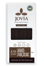 jovia premium quality chocolate Organik%100 Bitter Çikolata - Şeker kamışı kaplı kakao parçacıklı.