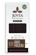 jovia premium quality chocolate Organik%100 Bitter Çikolata - Şeker kamışı kaplı kakao parçacıklı.