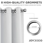 Joydeco Beyaz Perde 220 cm Uzunluğunda 2 Panel Seti, Isı Yalıtımlı Uzun Perde ve Perdeler 2 Burg, Oturma Odası Yatak Odası Penceresi için Oda Karartma Gromet Perdeleri (G132 x U 225 inç, Grimsi Beyaz)